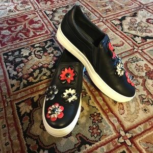 Black Leather Slip Ons